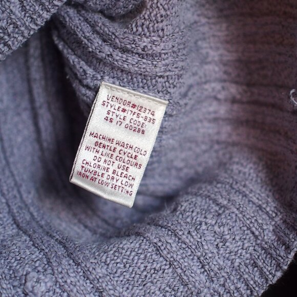 Vintage Heathered Mauve Cotton Cable Knit Turtleneck Sweater - Picture 5 of 5